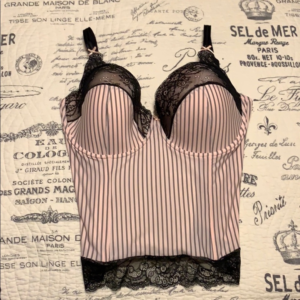 NWOT Pinstripe Pink & Black Lola Bustier Corset